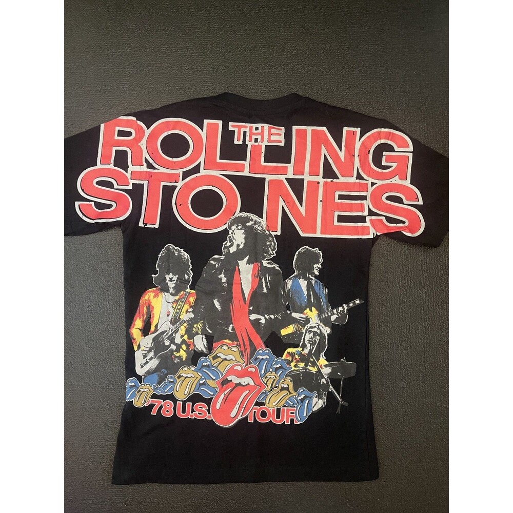 THE ROLLING STONES Sz S Black T-Shirt 78 US TOUR BAND OFFICIAL MERCH